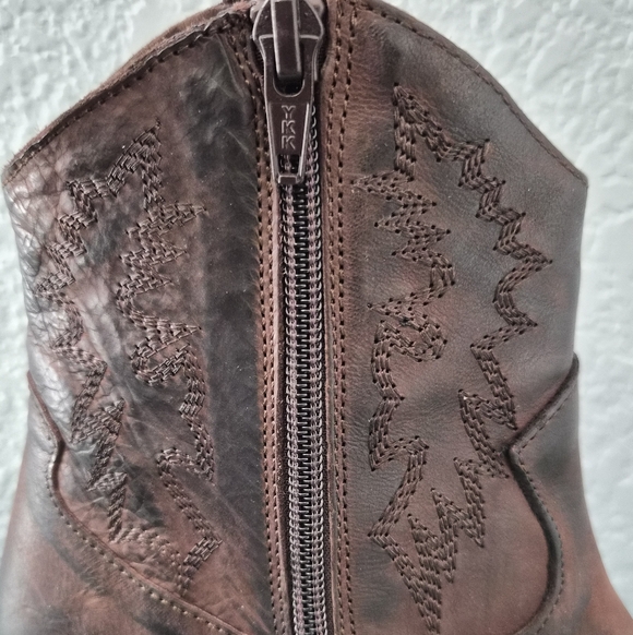 Western Ankle Boots Distressed Leather Pointed Toe Side Zip Emanuele Crasto - Picture 9 of 13